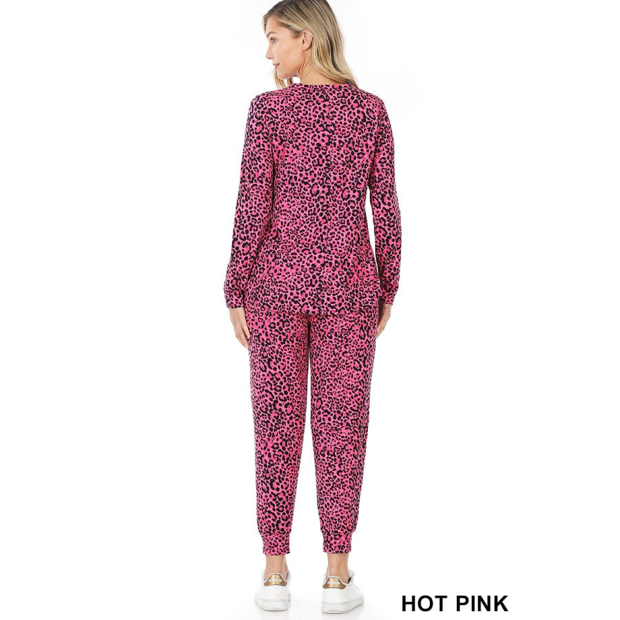 NEW! Buttery Soft Bright Leopard Print Brushed DTY Top and Jogger Set! Tops