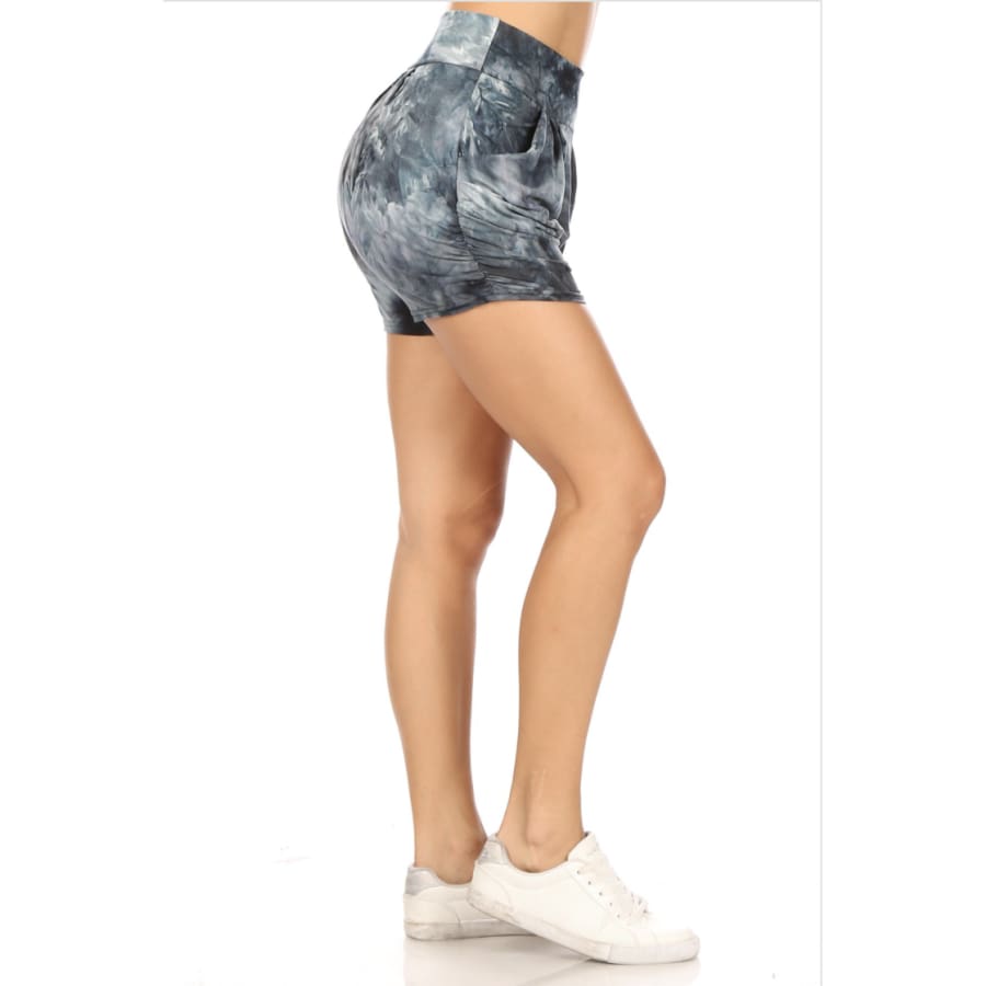 Buttery Soft Printed Harem Shorts with Pockets - Shorts