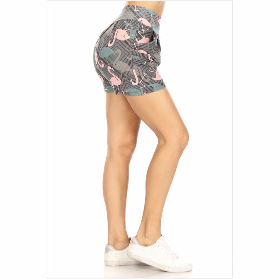 NEW prints added! Buttery Soft High Rise Shorts with Pockets! Flamingo Geo / S Shorts