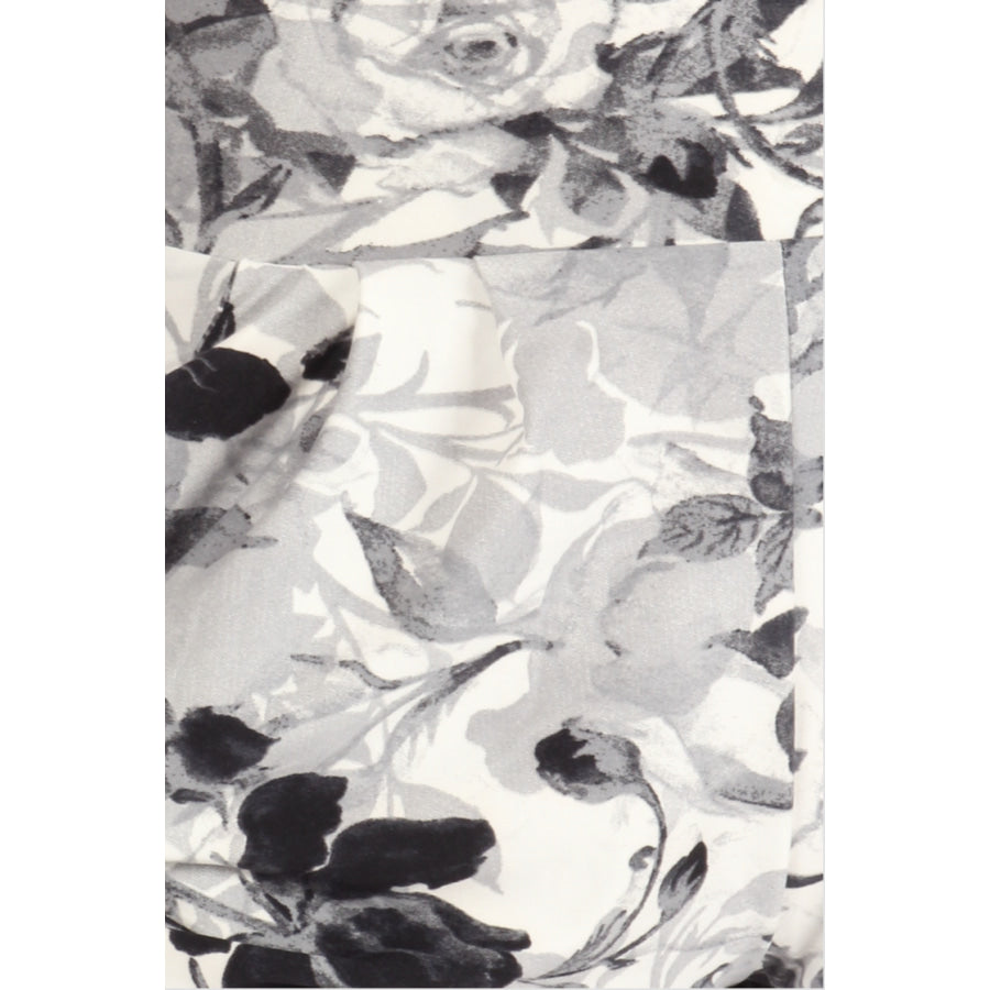 Buttery Soft Printed Harem Shorts with Pockets - Grey Floral Shorts