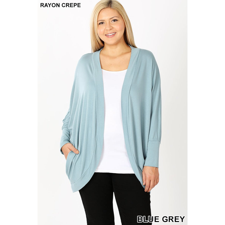 Coming Soon! Rayon Crepe Cocoon Wrap Cardigan (2-3 week ETA) Blue Grey / 1XL Coverups