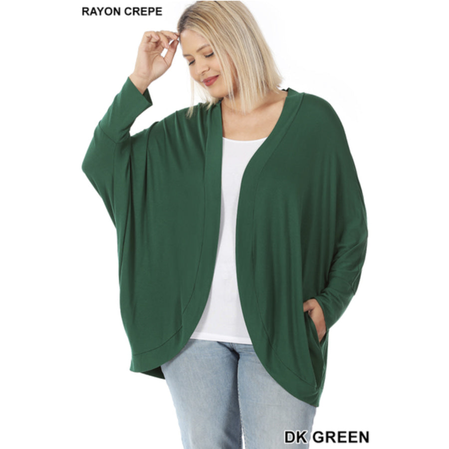 Coming Soon! Rayon Crepe Cocoon Wrap Cardigan (2-3 week ETA) Dark Green / 1XL Coverups