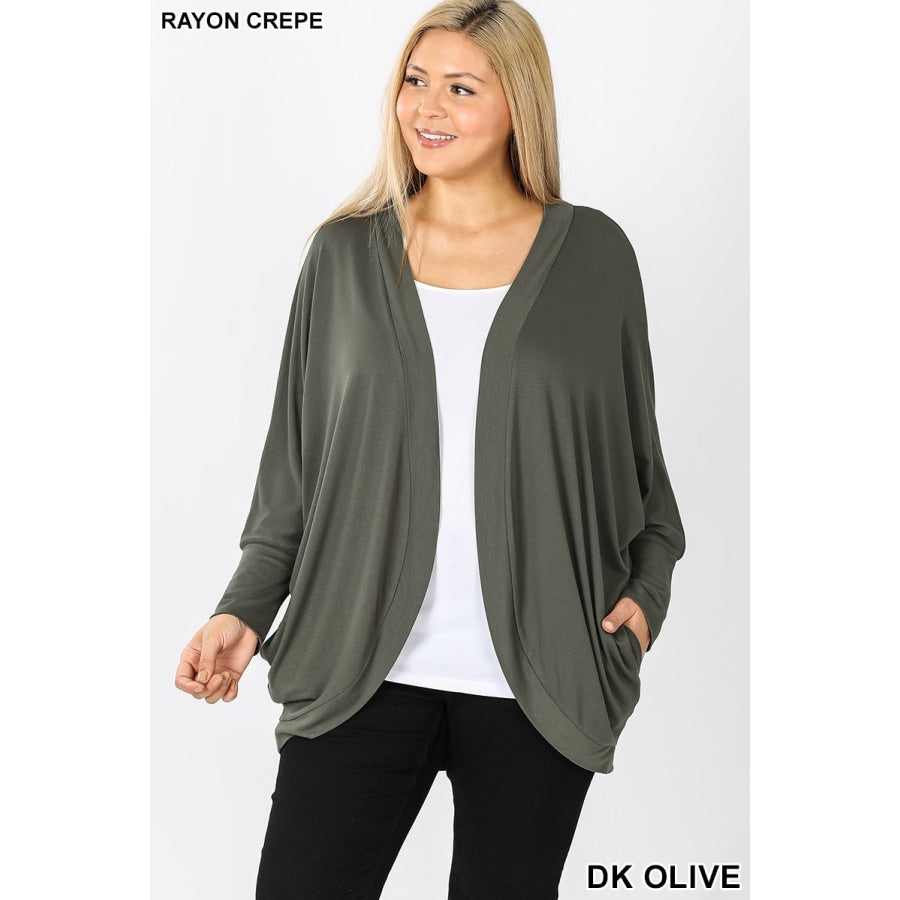 Coming Soon! Rayon Crepe Cocoon Wrap Cardigan (2-3 week ETA) Dark Olive / 1XL Coverups