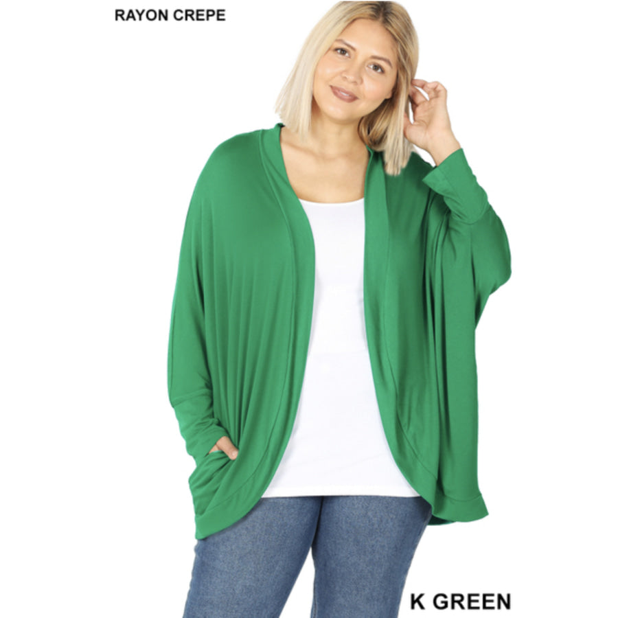 NEW! Rayon Crepe Cocoon Wrap Cardigan S / Kelly Green Coverups