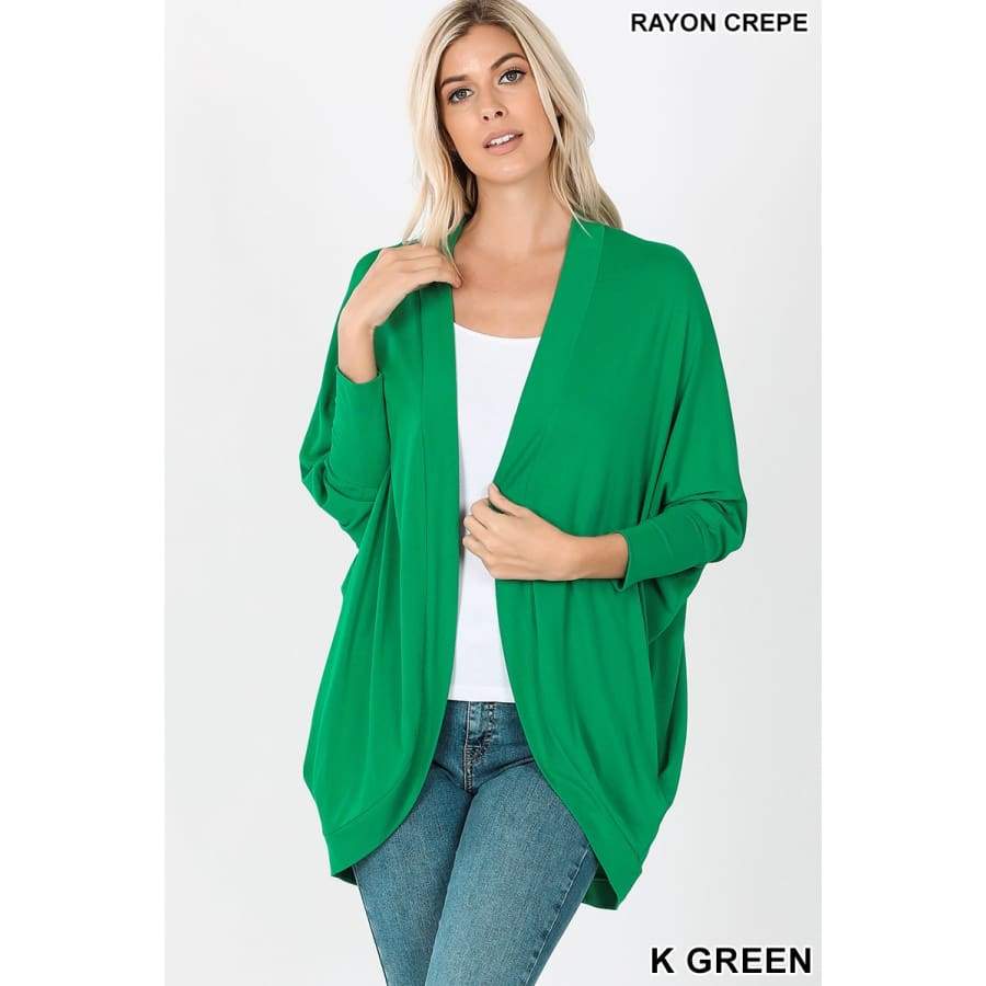NEW! Rayon Crepe Cocoon Wrap Cardigan S / Kelly Green Coverups