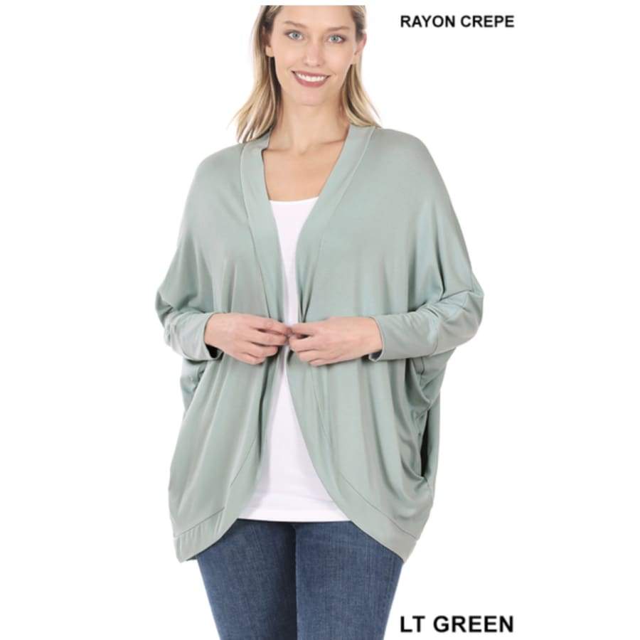 NEW! Rayon Crepe Cocoon Wrap Cardigan S / Light Green Coverups