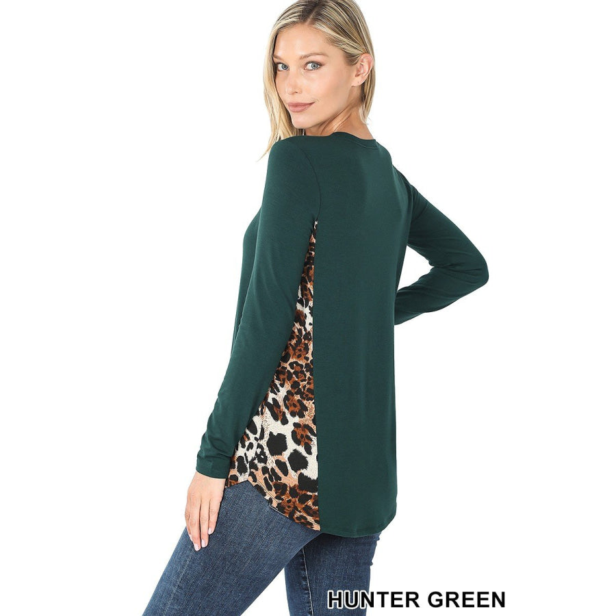Arriving soon in NOV! Contrast Side Panel Leopard Print Long Sleeve Top Tops