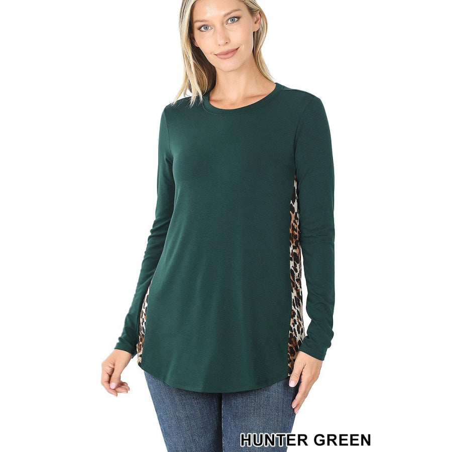 Arriving soon in NOV! Contrast Side Panel Leopard Print Long Sleeve Top Tops