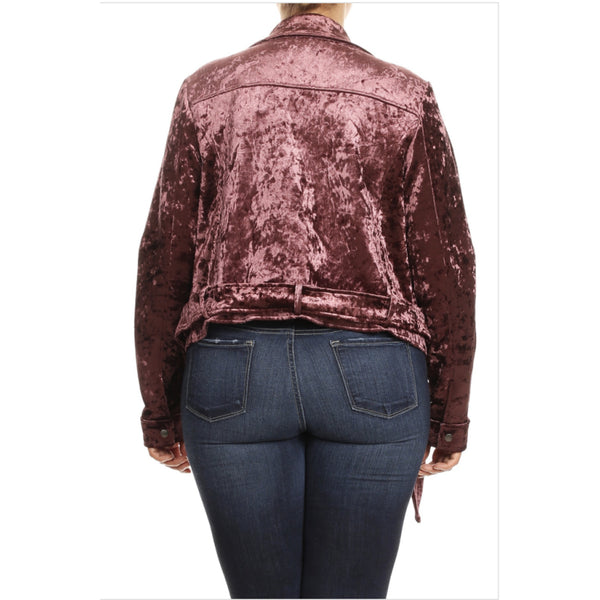 Crushed velvet moto jacket best sale