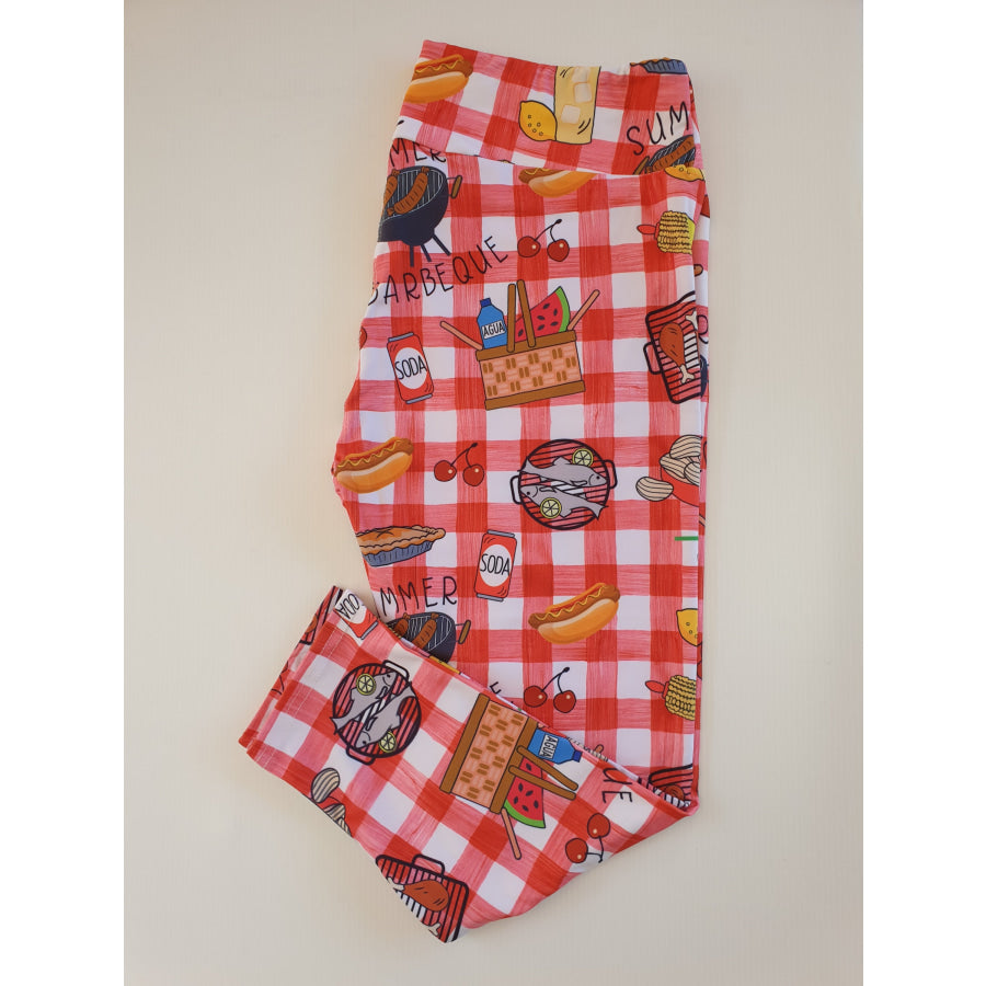 Custom Design Capri Leggings - Summer Barbeque Summer Barbeque / OS Capri Leggings