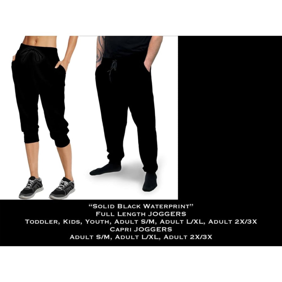 EXTRAS CUSTOM DESIGN KIDS LEGGINGS/JOGGERS/HOODIES Solid Black Waterprint Joggers / Kids Jogger Leggings
