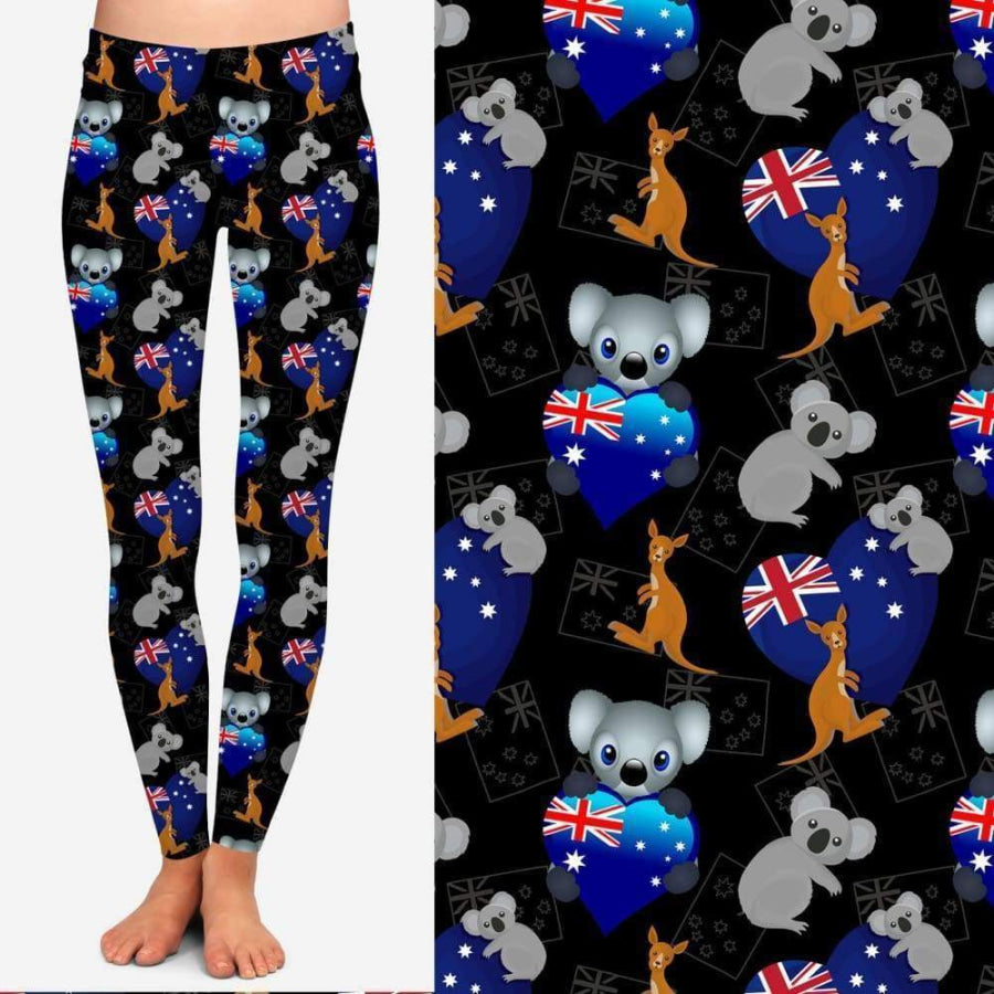 EXTRAS CUSTOM DESIGN LEGGINGS SIZE OS (AU 8-14/16) Australia Hearts / OS Leggings