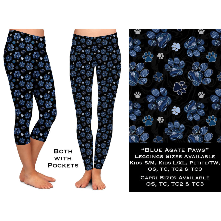 PREORDER Custom Design Leggings / Joggers - Blue Agate Paws - Closes 16 May - ETA late July 2022 OS Full Leggings Leggings