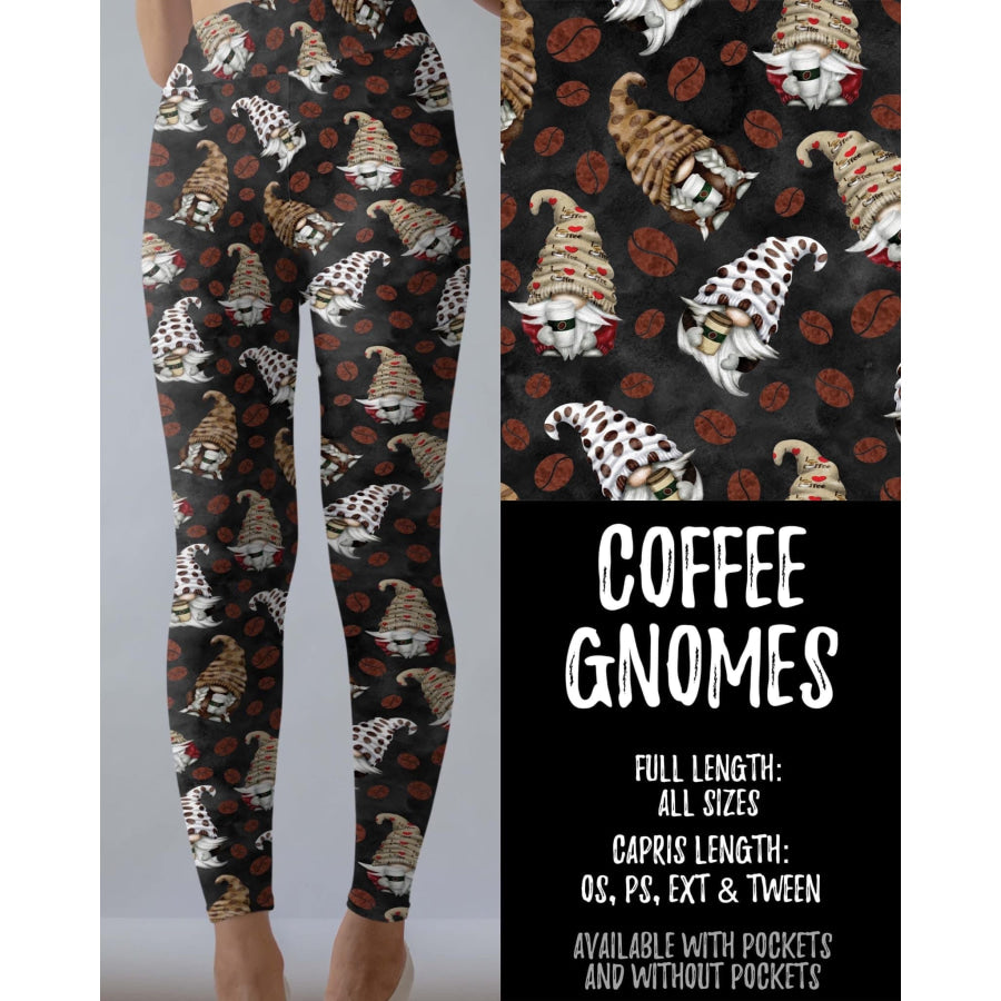 PREORDER Custom Design Leggings / Joggers / Loungers - Coffee Gnomes - Closes 18 Apr - ETA mid July 2022 OS Full Leggings Leggings