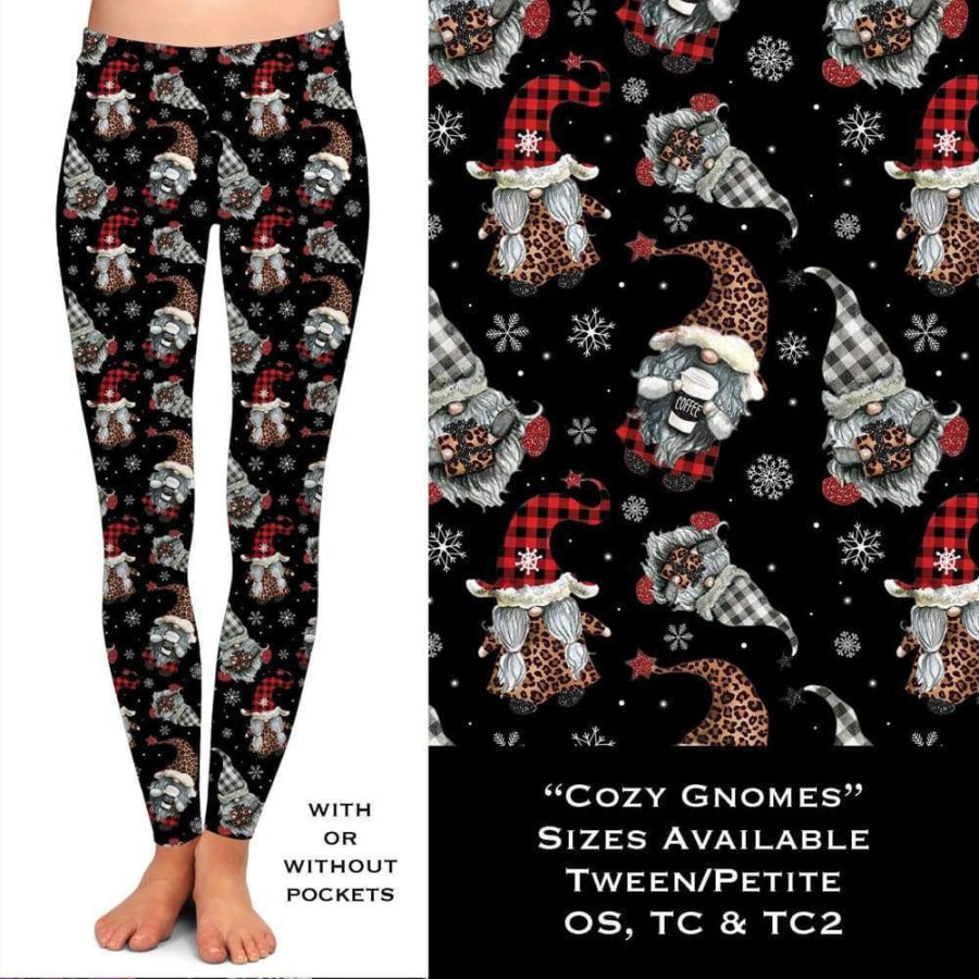 1 Custom Leggings OS Cozy Gnomes / OS with pockets Leggings