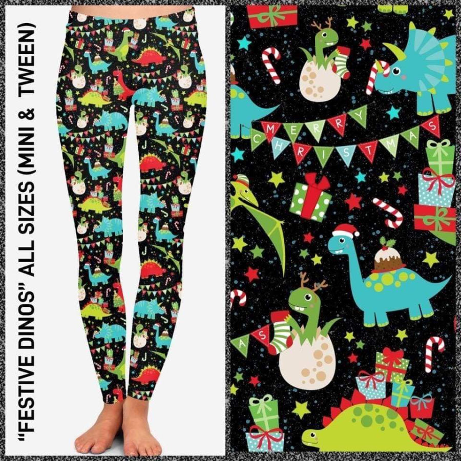 EXTRAS CUSTOM DESIGN LEGGINGS SIZE OS (AU 8-14/16) Festive Dinos / OS Leggings