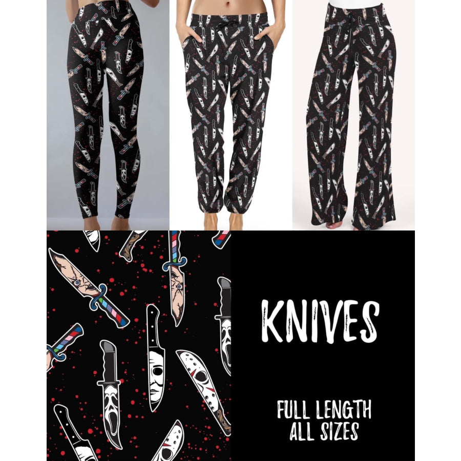 PREORDER Custom Design Leggings / Joggers / Loungers - Knives - Closes 27 June - ETA early Oct 2022 Leggings