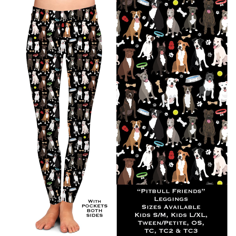 PREORDER Custom Design Leggings / Joggers - Pitbull Friends - Closes 2 May - ETA late July 2022 OS Full Leggings Leggings