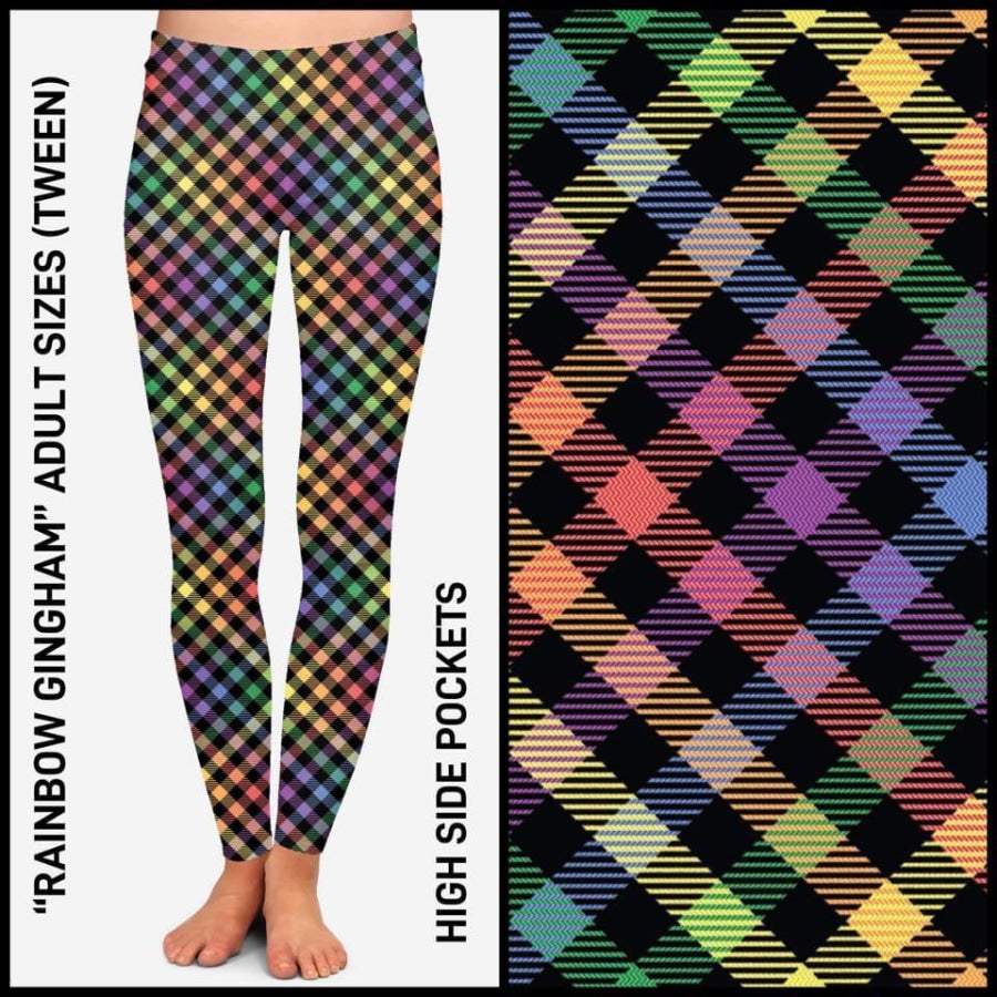 PREORDER Custom Plaid Leggings - Closes 9 Aug - ETA late October 2021 Rainbow Gingham / OS Leggings