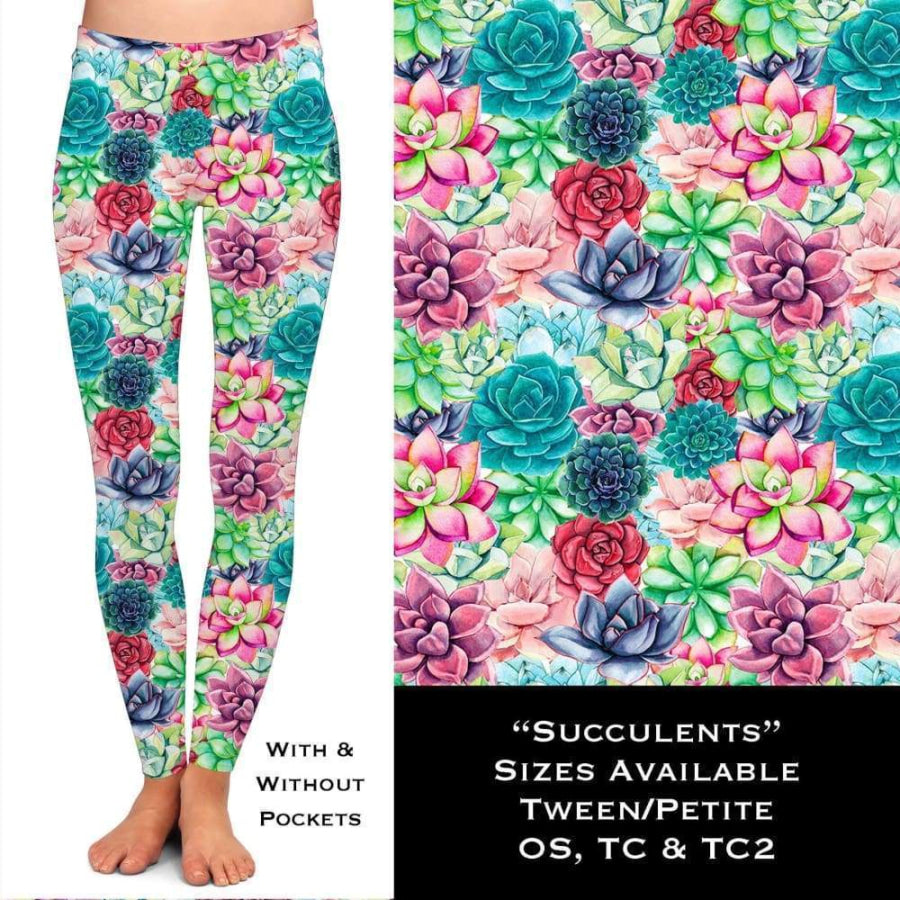 1 Custom Leggings OS Succulents / OS with pockets Leggings