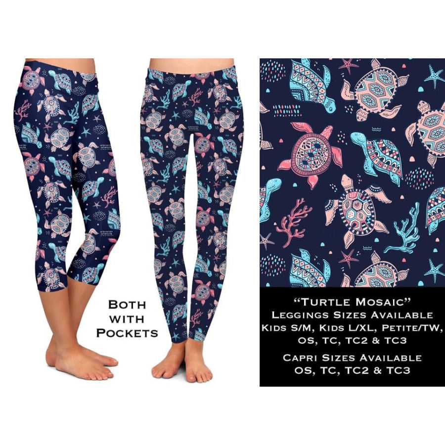 PREORDER Custom Design Leggings / Joggers - Turtle Mosaic - Closes 11 Apr - ETA mid July 2022 OS Full Leggings Leggings