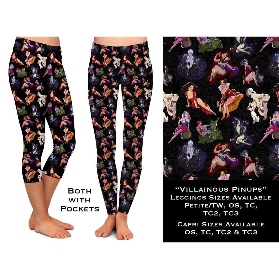 PREORDER Custom Design Leggings / Joggers - Villainous Pinups - Closes 24 May - ETA late Aug 2022 OS Full Leggings Leggings