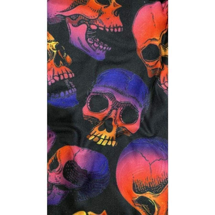 Custom Design Leggings with Pockets - Skull Peek A Boo Faux Denim Leggings