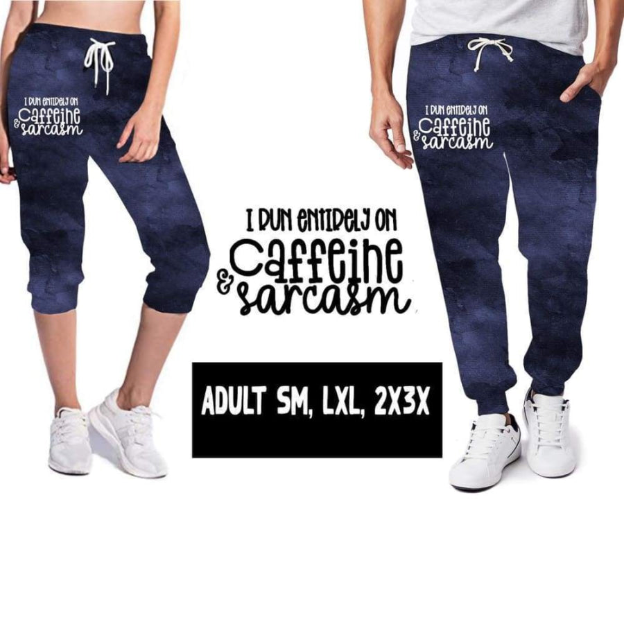 EXTRAS CUSTOM DESIGN ADULT JOGGERS Caffeine & Sarcasm / Adult Jogger L/XL Leggings