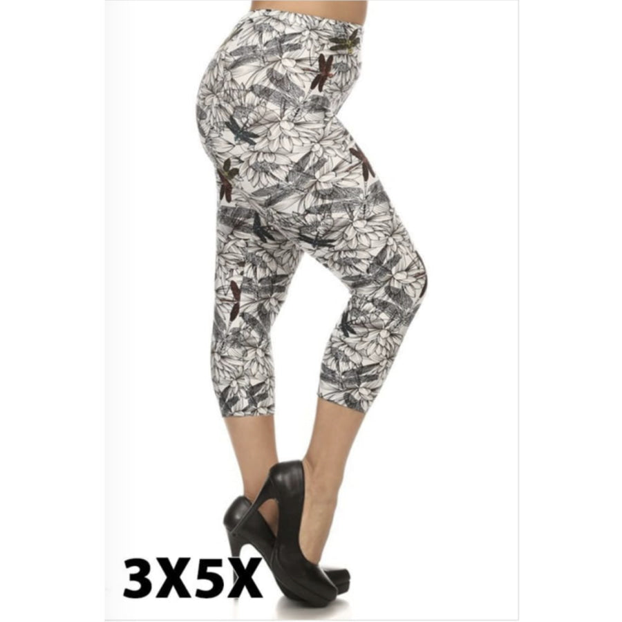 Dragonfly Sketch Dragonfly Sketch / Curvy 2 Capri non yoga band Leggings