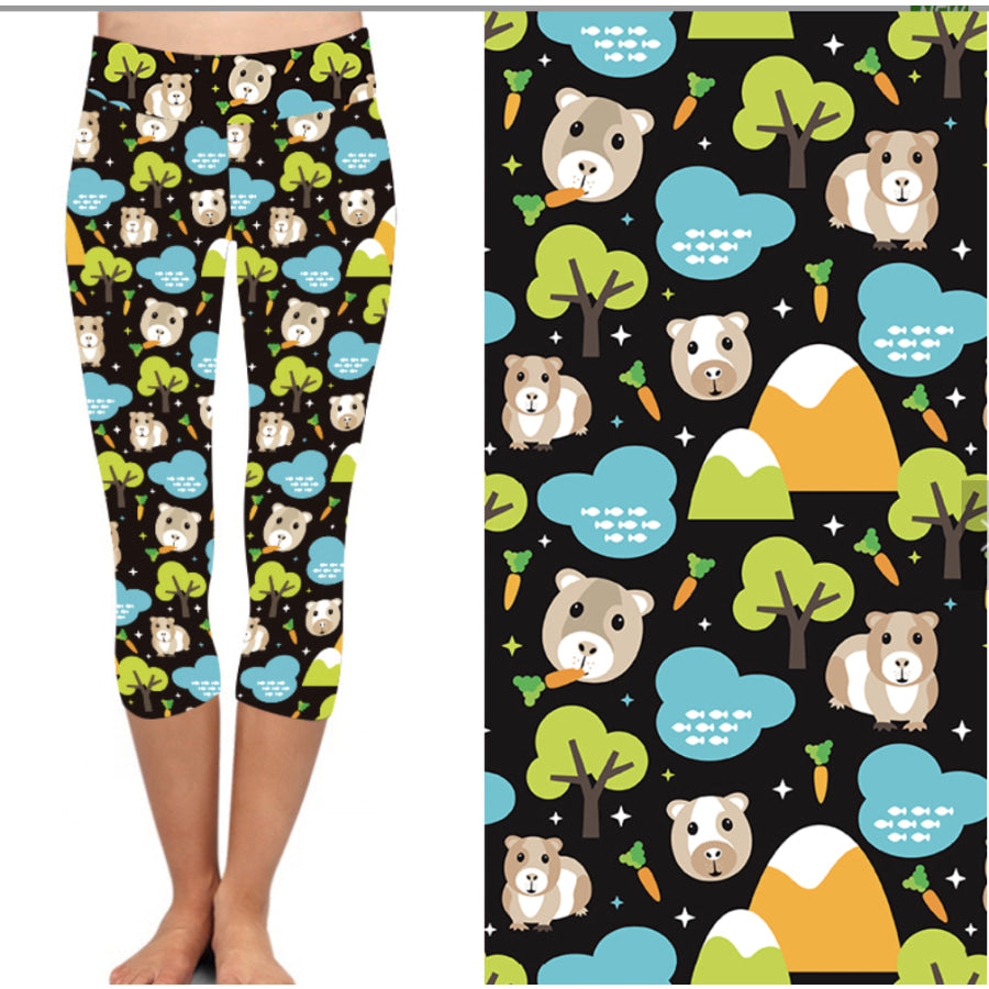 PREORDER! Buttery Soft Capri Leggings in Bold Prints Limited Quantities ETA early DEC! Guinea Pig Capri / OS Leggings