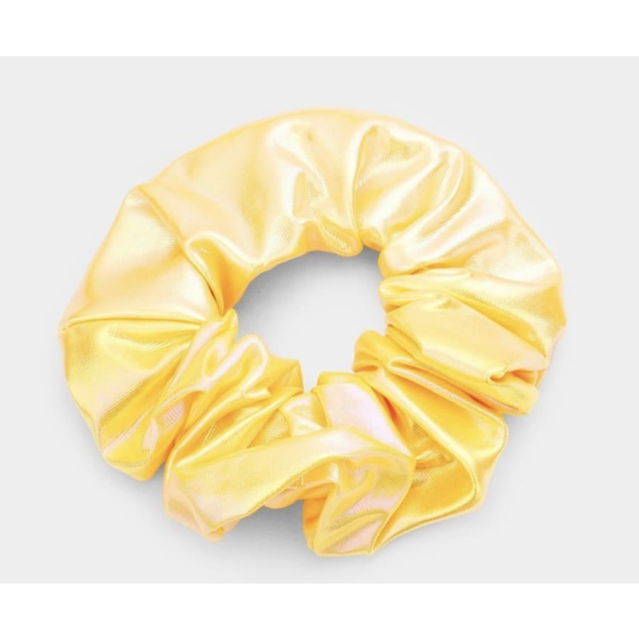 Hologram Stash Style Scrunchie with Zipper Pouch - White or Yellow Iridescent Yellow / OS Scrunchie Scrunchie