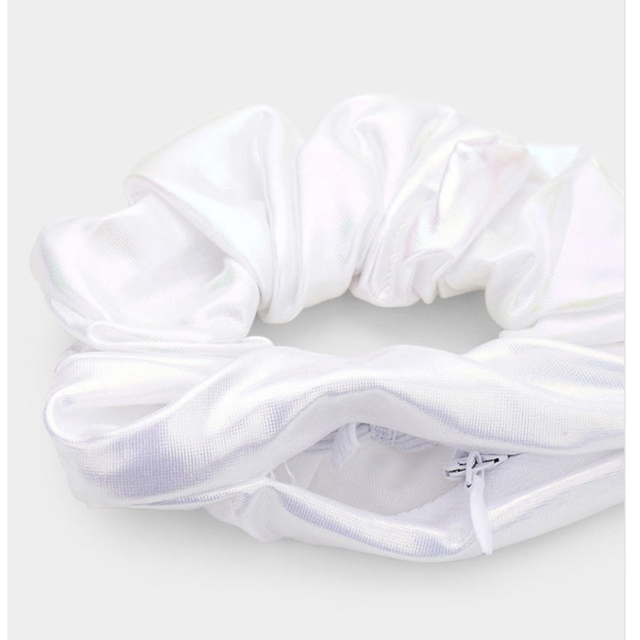 Hologram Stash Style Scrunchie with Zipper Pouch - White or Yellow Scrunchie