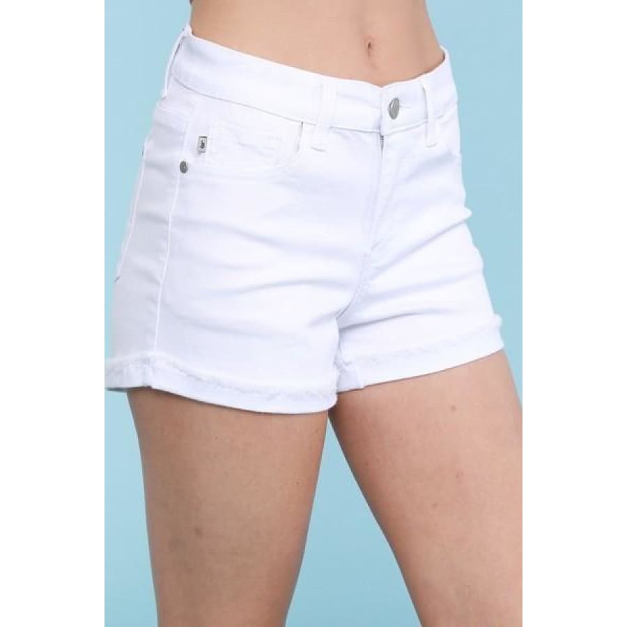 Judy Blue Denim Cuffed Shorts - White (BACKORDERED) S / White Denim Skirt