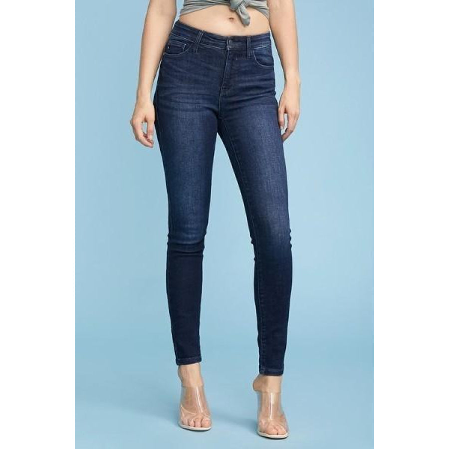 Judy Blue Fitted Denim Jeans - High Waist - Dark Blue 7 / Dark Blue Denim Jeans