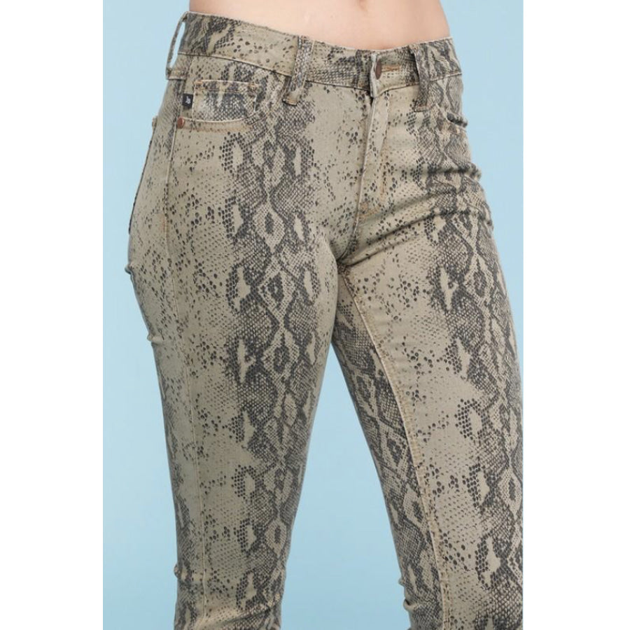 COMING SOON! Judy Blue Jeans Snake Print Skinny 7 / Snake Print Khaki Denim Jeans