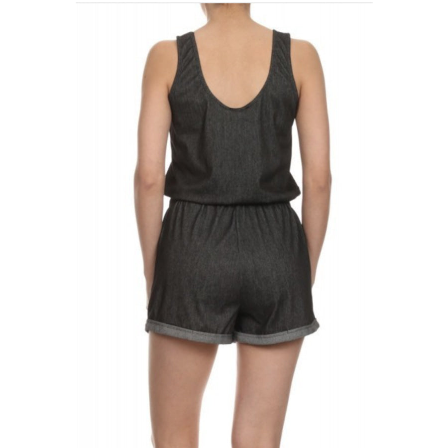 NEW! Knit Sleeveless Romper Black Denim-look! Jumpsuits and Rompers