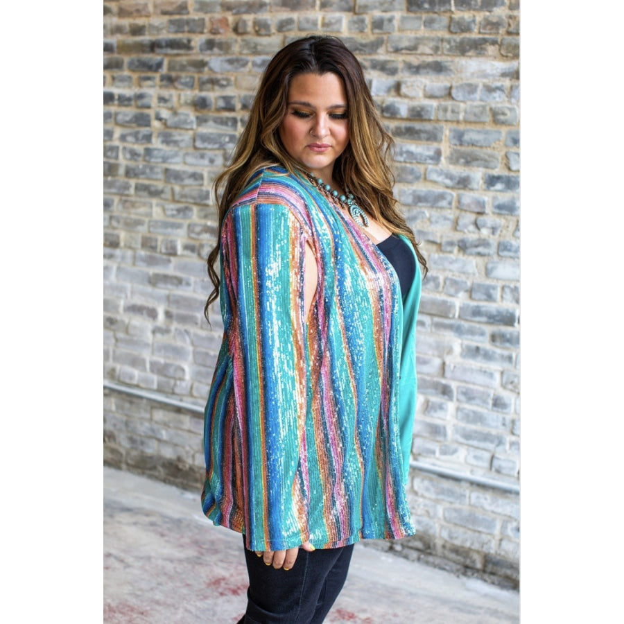 Coming Soon! Turquoise Serape Sequin Cape (ETA 3-4 weeks) Jacket