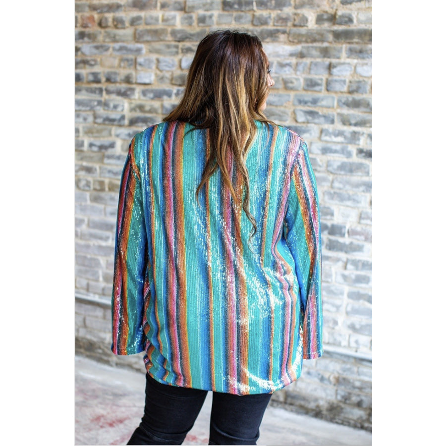 Coming Soon! Turquoise Serape Sequin Cape (ETA 3-4 weeks) Jacket