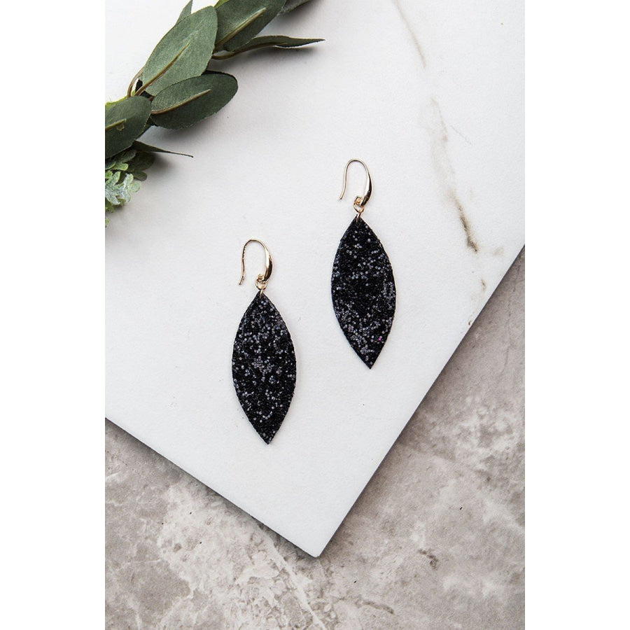 Layered Leaves Glitter Earrings (multiple colours) Black Earrings