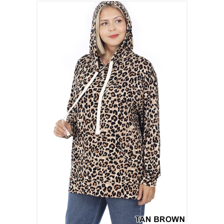 NEW!! Leopard Print Hoodie Top With Kangaroo Pocket Tops