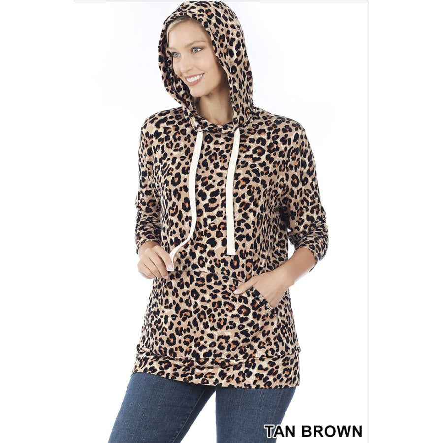 NEW!! Leopard Print Hoodie Top With Kangaroo Pocket Tops