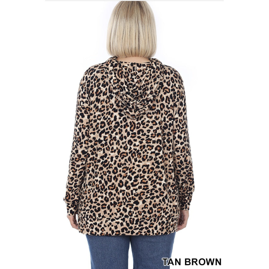 NEW!! Leopard Print Hoodie Top With Kangaroo Pocket Tops