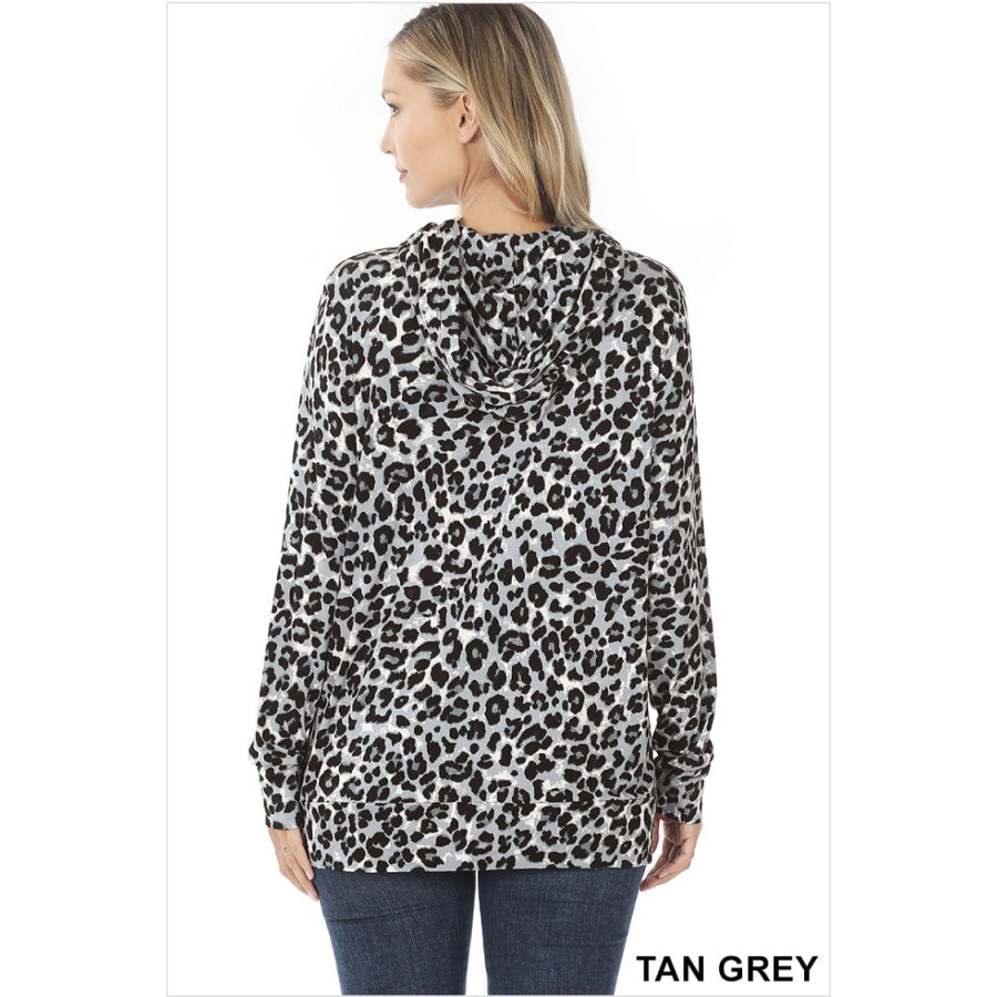 NEW!! Leopard Print Hoodie Top With Kangaroo Pocket Tops