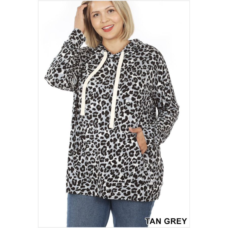 NEW!! Leopard Print Hoodie Top With Kangaroo Pocket Tops
