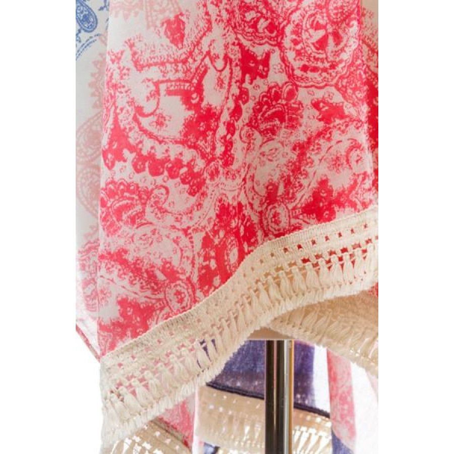 New! Lightweight Summer Poncho With Tassel Trim Coverups