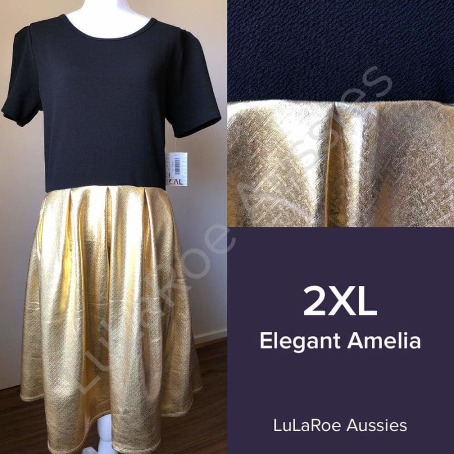 Lularoe Amelia 2Xl / Elegant Black And Gold