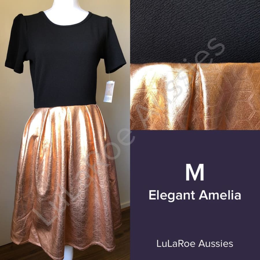 Lularoe Amelia M / Elegant Black With Rose Gold