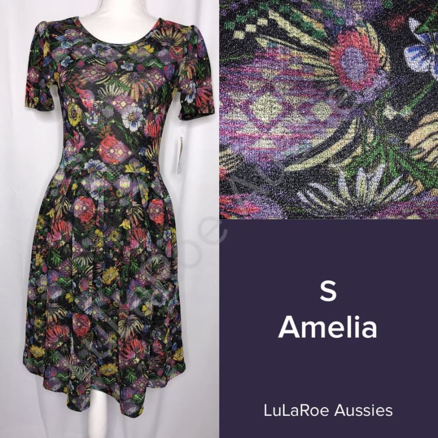 LuLaRoe Amelia S / Black with Multicolour Aztec/Floral LuLaRoe Amelia