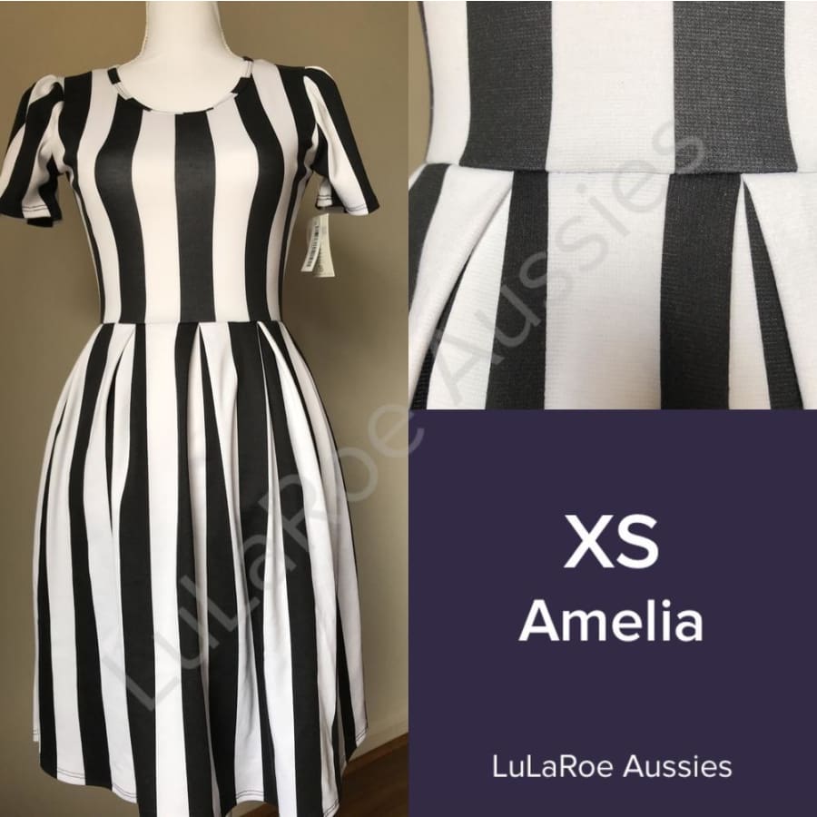 Lularoe Amelia Xs / Black And White Stripe