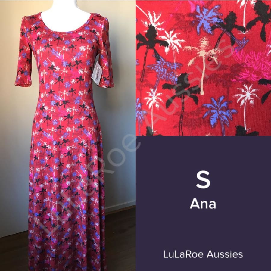 Lularoe Ana S / Crimson With Palm Trees Dresses